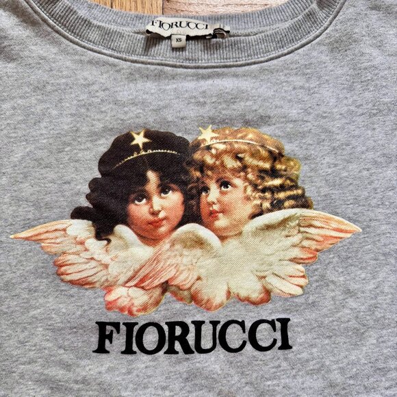 Fiorucci Vintage Angels Cropped Sweateshirt Grey Fleece Sz XS - Picture 5 of 11